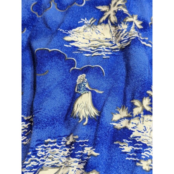 Pineapple Connection Hawaiian Shirt Mens Size XL XLarge Blue Hula Girl Palms - Picture 6 of 10